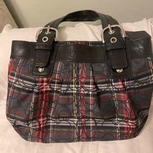 Coach signature tartan holiday purse